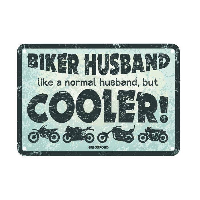 Oxford Garage Metal Sign: BIKER HUSBAND