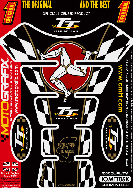 MOTOGRAFIX Tank Pad 1pcs Black Isle of Man