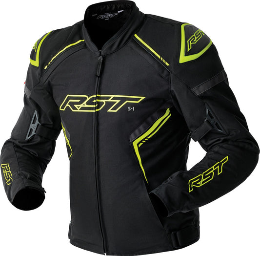 RST S1 D3O Textile Jacket - Black/Flo Yellow