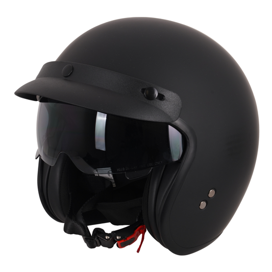 Stealth Open Face Helmet With Peak - Matt Black